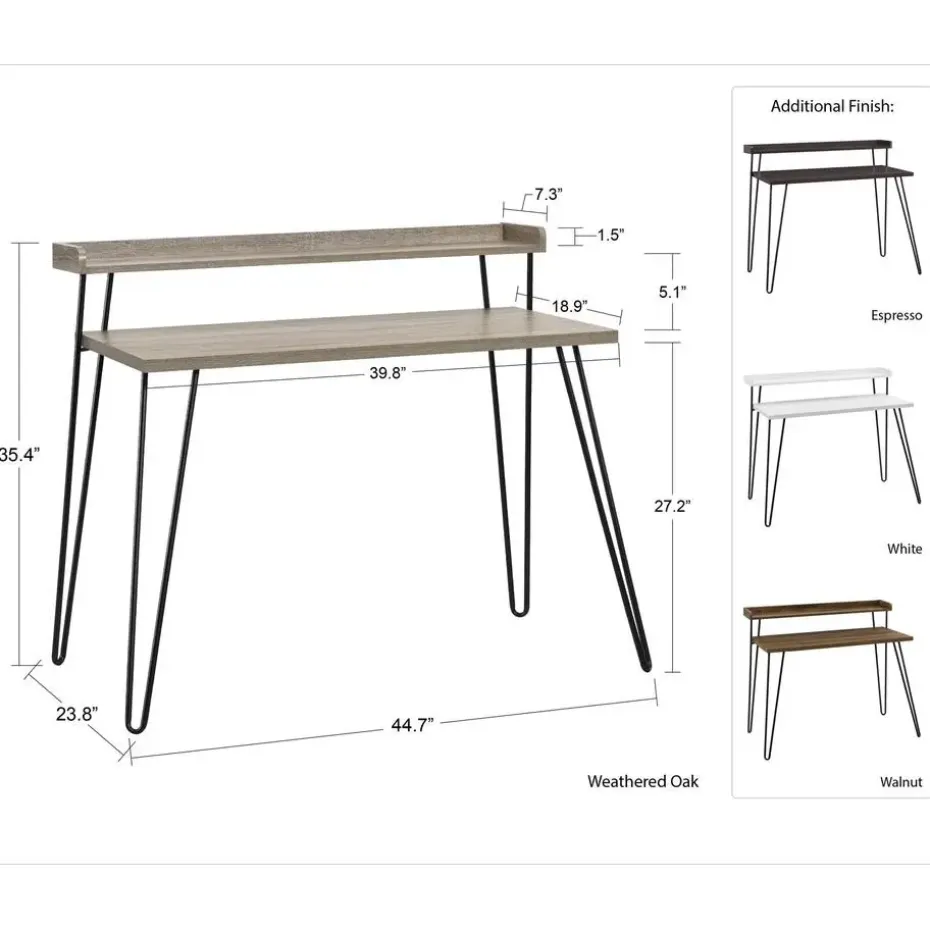 Haven - Bureau in walnoot look met metalen poten