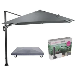 Hawaii Lumen parasol - donkergrijs doek - incl. 90 kg voet en hoes