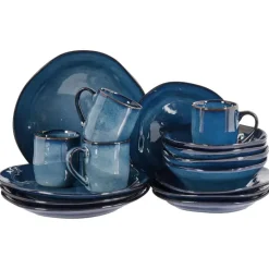 HAWTHORN - Serviesset van 16 - Blauw - Steengoed