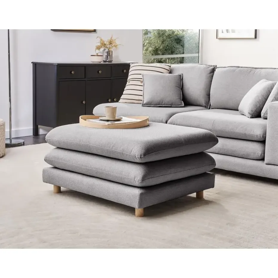 HEDEN - Ottomaan - Grijs - Polyester