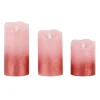 HI LED kaarsen - set van 3x st - roze - half metallic -met timer