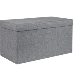 HI poef/hocker/opbergbox - grijs - mdf - 76 x 38 cm