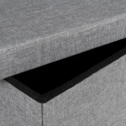 HI poef/hocker/opbergbox - grijs - mdf - 76 x 38 cm