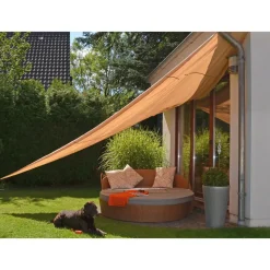 HI schaduwdoek/zonnescherm driehoek - waterdicht - geel - 5 x 5 x 5 m