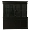 Hioshop Amaretta vitrinekast 4 deuren- zwart antiek gepatineerd Breedte 186