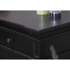 Hioshop Amaretta vitrinekast 4 deuren- zwart antiek gepatineerd Breedte 186