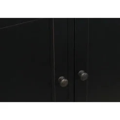 Hioshop Amaretta vitrinekast 4 deuren- zwart antiek gepatineerd Breedte 186