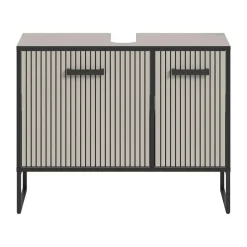 Hioshop Bagno wastafel 2 deuren lichtgrijs- crèmekleurig