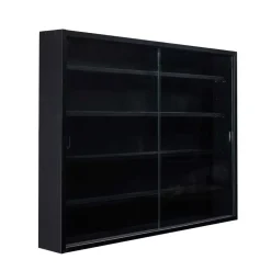 Hioshop Blacklava vitrinekast vitrinekast- 2 schuifdeuren zwart