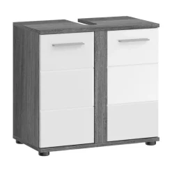 Hioshop Blake wastafel 2 deuren wit hoogglans- grijs