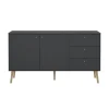 Hioshop Bodo dressoir 2 deuren- 3 lades matgrijs