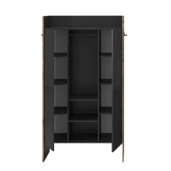 Hioshop Bueno kledingkast 2 deuren- 1 lade- 3 planken en 2 haken donkergrijs