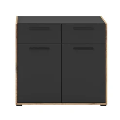 Hioshop Bueno kommode 2 deuren- 2 lades donkergrijs