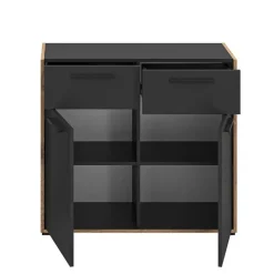 Hioshop Bueno kommode 2 deuren- 2 lades donkergrijs