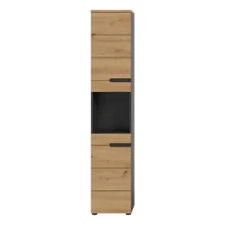 Hioshop Canu kolomkast 2 deuren- 1 plank eiken decor- grijs