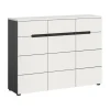 Hioshop Canu schoenenkast 3 deuren- 3 lades wit- grijs