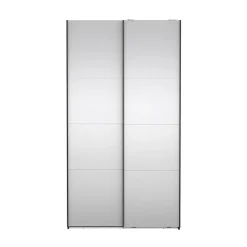 Hioshop Catania schuifdeurkast 2 deuren met spiegel 120x220cm mat zwart