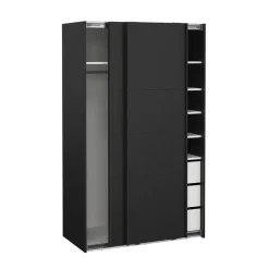 Hioshop Catania schuifdeurkast 2 deuren 120x200cm mat zwart