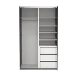 Hioshop Catania schuifdeurkast 2 deuren 120x200cm mat zwart