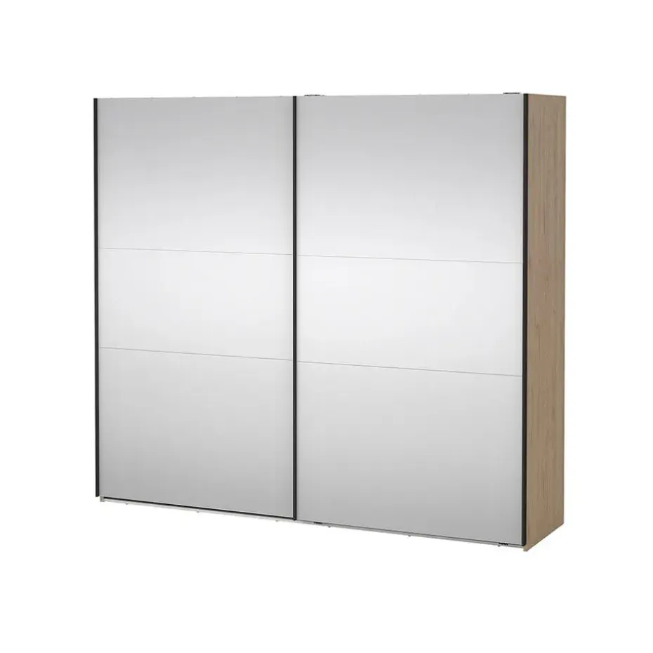 Hioshop Como schuifdeurkast 2 deuren met spiegel 245x220cm eikdecor