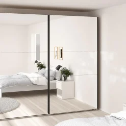 Hioshop Como schuifdeurkast 2 deuren met spiegel 245x220cm eikdecor