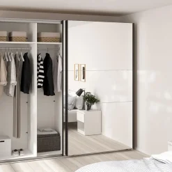 Hioshop Como schuifdeurkast 2 deuren met spiegel 245x220cm eikdecor