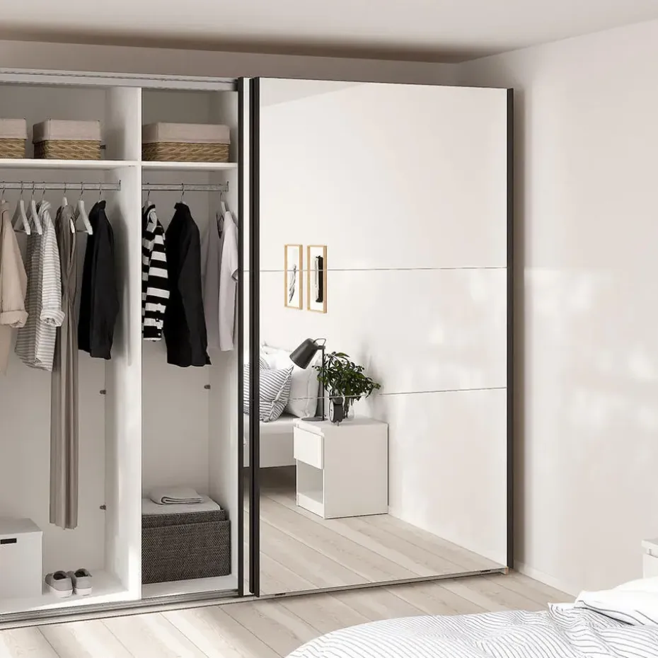 Hioshop Como schuifdeurkast 2 deuren met spiegel 245x220cm eikdecor