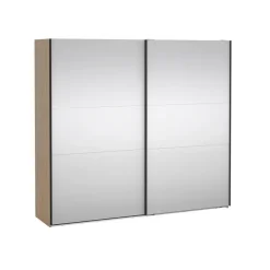 Hioshop Como schuifdeurkast 2 deuren met spiegel 245x220cm eikdecor