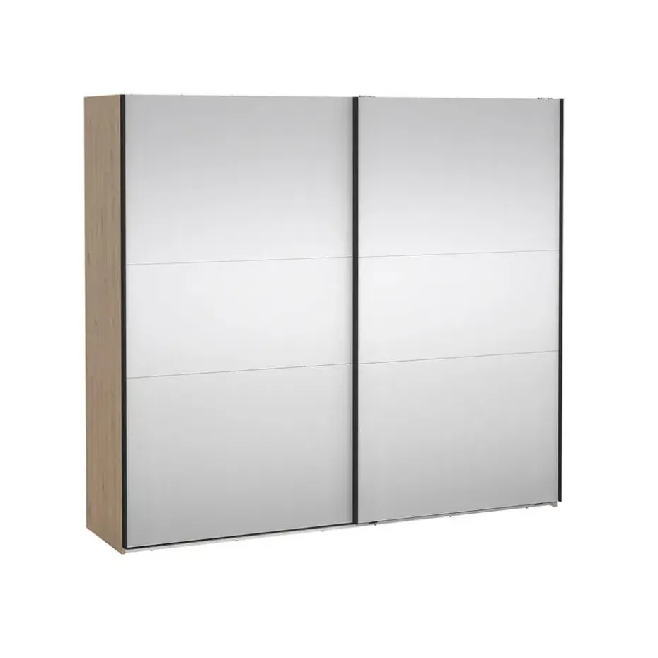 Hioshop Como schuifdeurkast 2 deuren met spiegel 245x220cm eikdecor