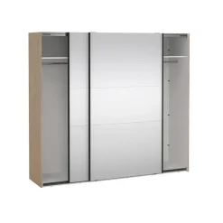 Hioshop Como schuifdeurkast 2 deuren met spiegel 245x220cm eikdecor