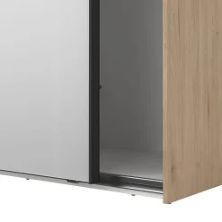 Hioshop Como schuifdeurkast 2 deuren met spiegel 245x220cm eikdecor