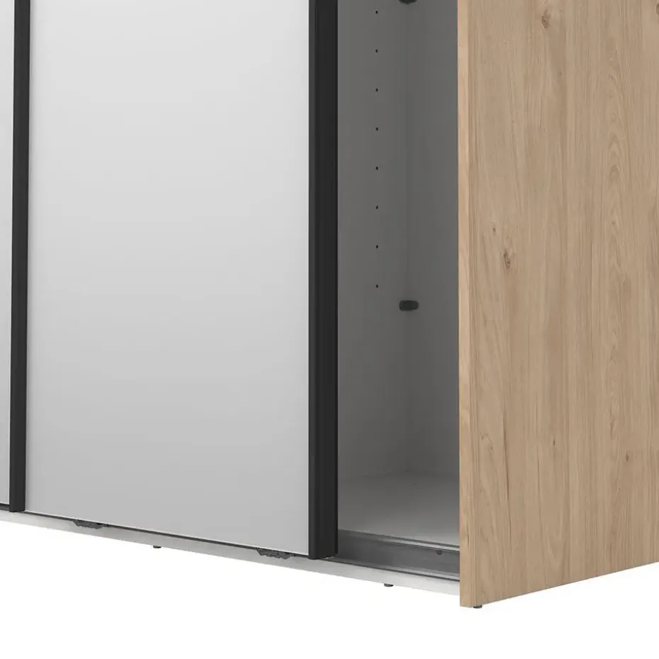 Hioshop Como schuifdeurkast 2 deuren met spiegel 120x220cm eikdecor