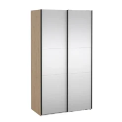 Hioshop Como schuifdeurkast 2 deuren met spiegel 120x220cm eikdecor