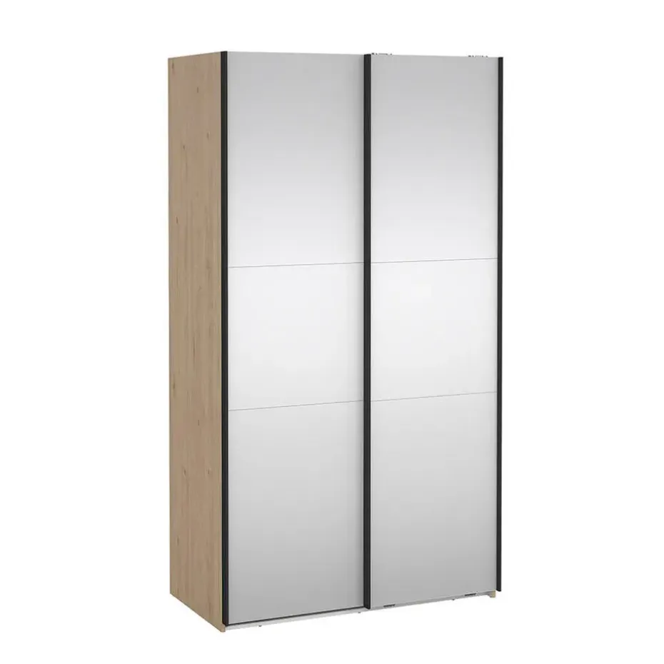 Hioshop Como schuifdeurkast 2 deuren met spiegel 120x220cm eikdecor