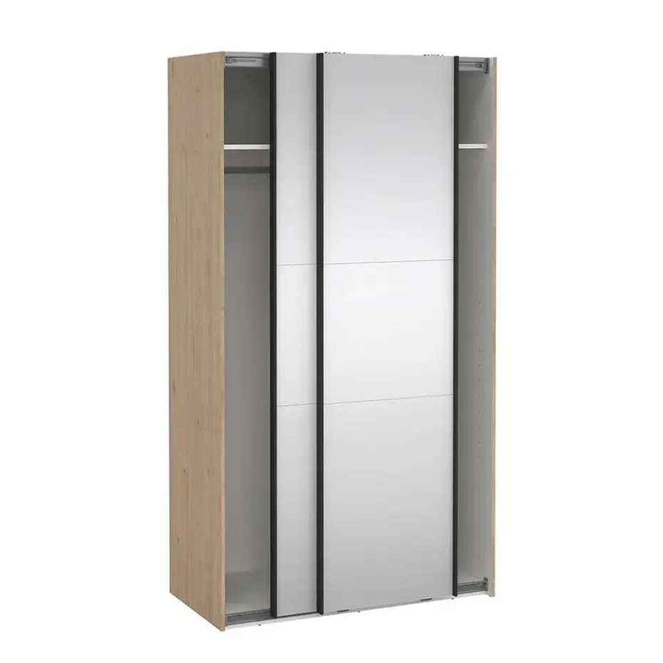 Hioshop Como schuifdeurkast 2 deuren met spiegel 120x220cm eikdecor