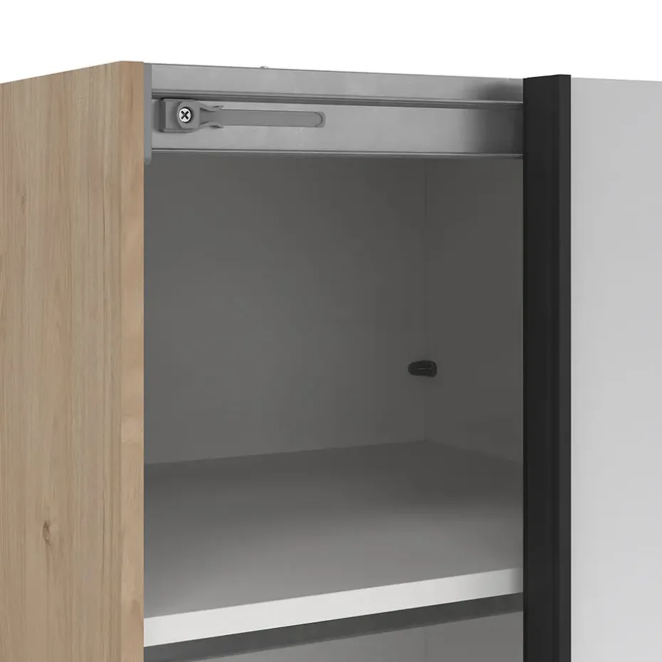 Hioshop Como schuifdeurkast 2 deuren met spiegel 120x220cm eikdecor