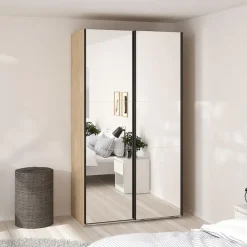 Hioshop Como schuifdeurkast 2 deuren met spiegel 120x220cm eikdecor
