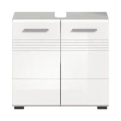 Hioshop Copa wastafel 2 deuren wit hoogglans- lichtgrijs