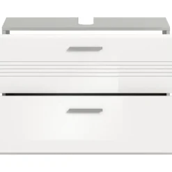 Hioshop Copa wastafel 2 lades wit hoogglans- lichtgrijs