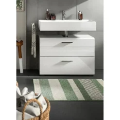 Hioshop Copa wastafel 2 lades wit hoogglans- lichtgrijs