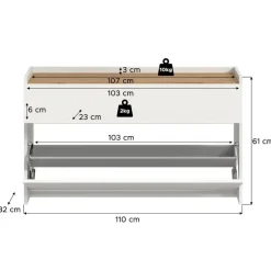 Hioshop Drive schoenenkast 1 vouwdeur- 1 lade wit
