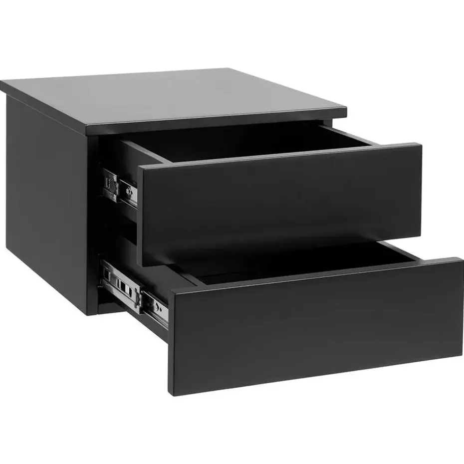 Hioshop Elmsworth nachtkastje 2 lades zwart