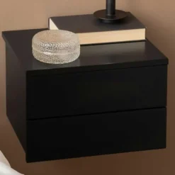 Hioshop Elmsworth nachtkastje 2 lades zwart