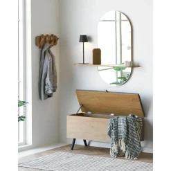 Hioshop Elna bank met opbergruimte eikendecor