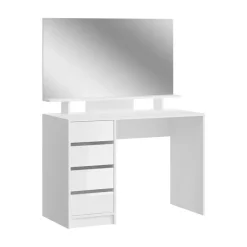 Hioshop Emma kaptafel 4 laden 1 plank- met spiegel wit hoogglans