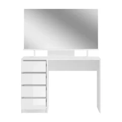 Hioshop Emma kaptafel 4 laden 1 plank- met spiegel wit hoogglans