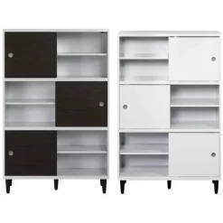 Hioshop Evolution wandkast 3 deuren- 6 planken wit- zwart