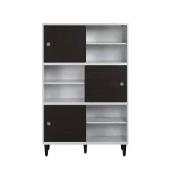 Hioshop Evolution wandkast 3 deuren- 6 planken wit- zwart