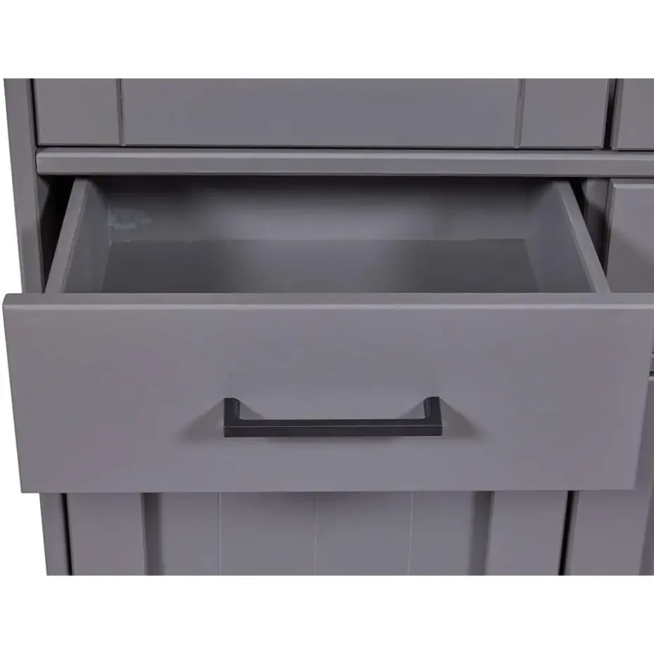 Hioshop Forenzo vitrinekast 4 deuren- 2 lades grijs- natuur