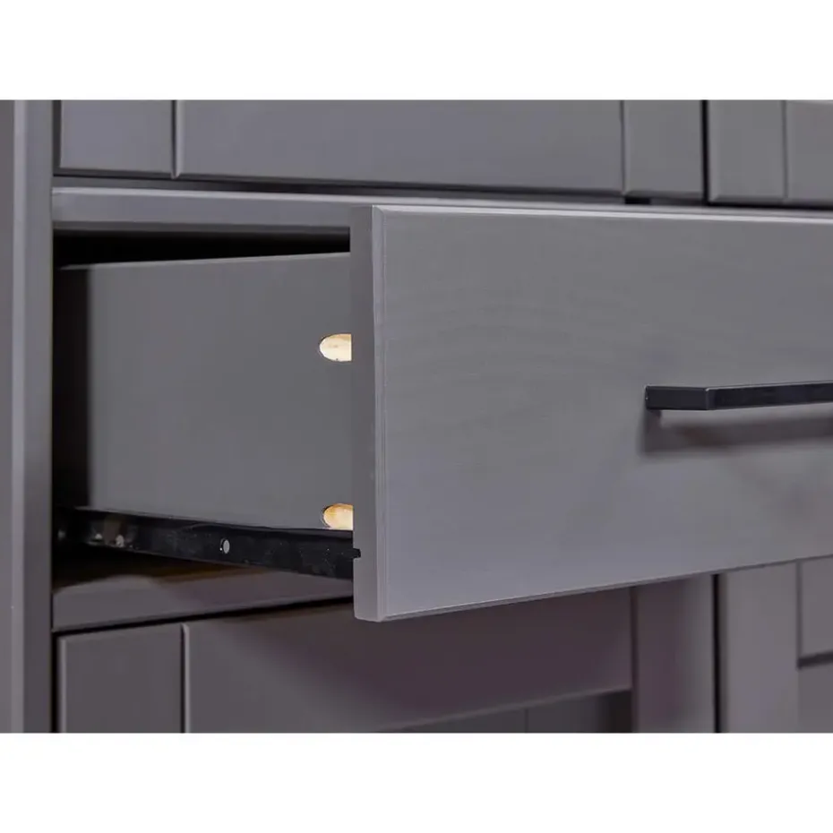 Hioshop Forenzo vitrinekast 4 deuren- 2 lades grijs- natuur